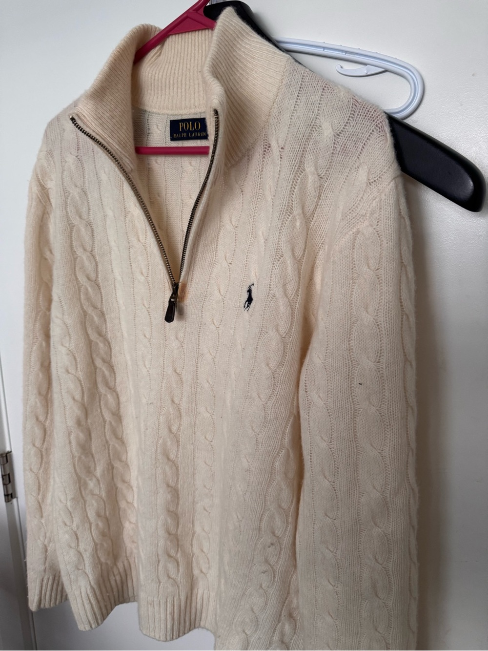 Ralph Lauren Cream Cable-Knit Half-Zip Sweater